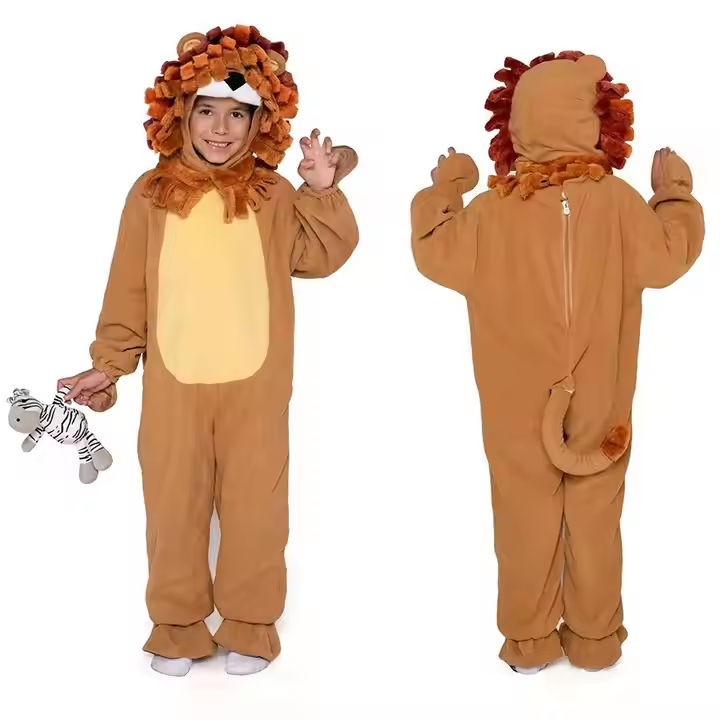 Factory direct sales cute cartoon Halloween performance soft brown lion jumpsuit for kids4